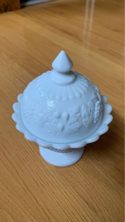 Westmoreland milk glass covered bowl