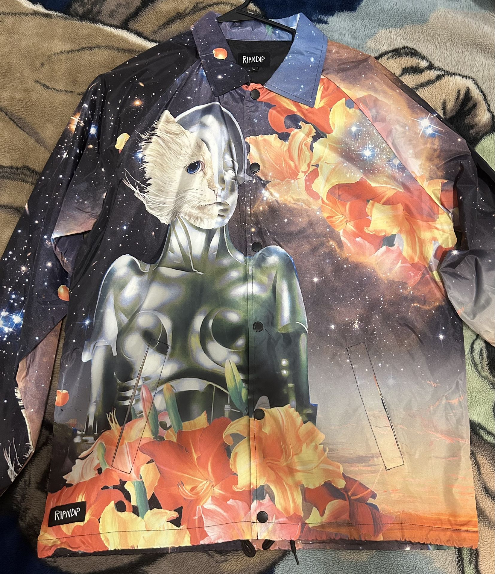 RipNdip Galaxy Space Cat Windbreaker