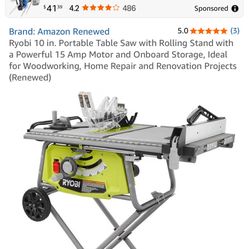 Ryobi 10 Inch Table Saw With Stand