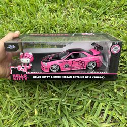 💖 Jada Toys 1/24 2002 Nissan Skyline GT-R (BNR34) with Hello Kitty Figure