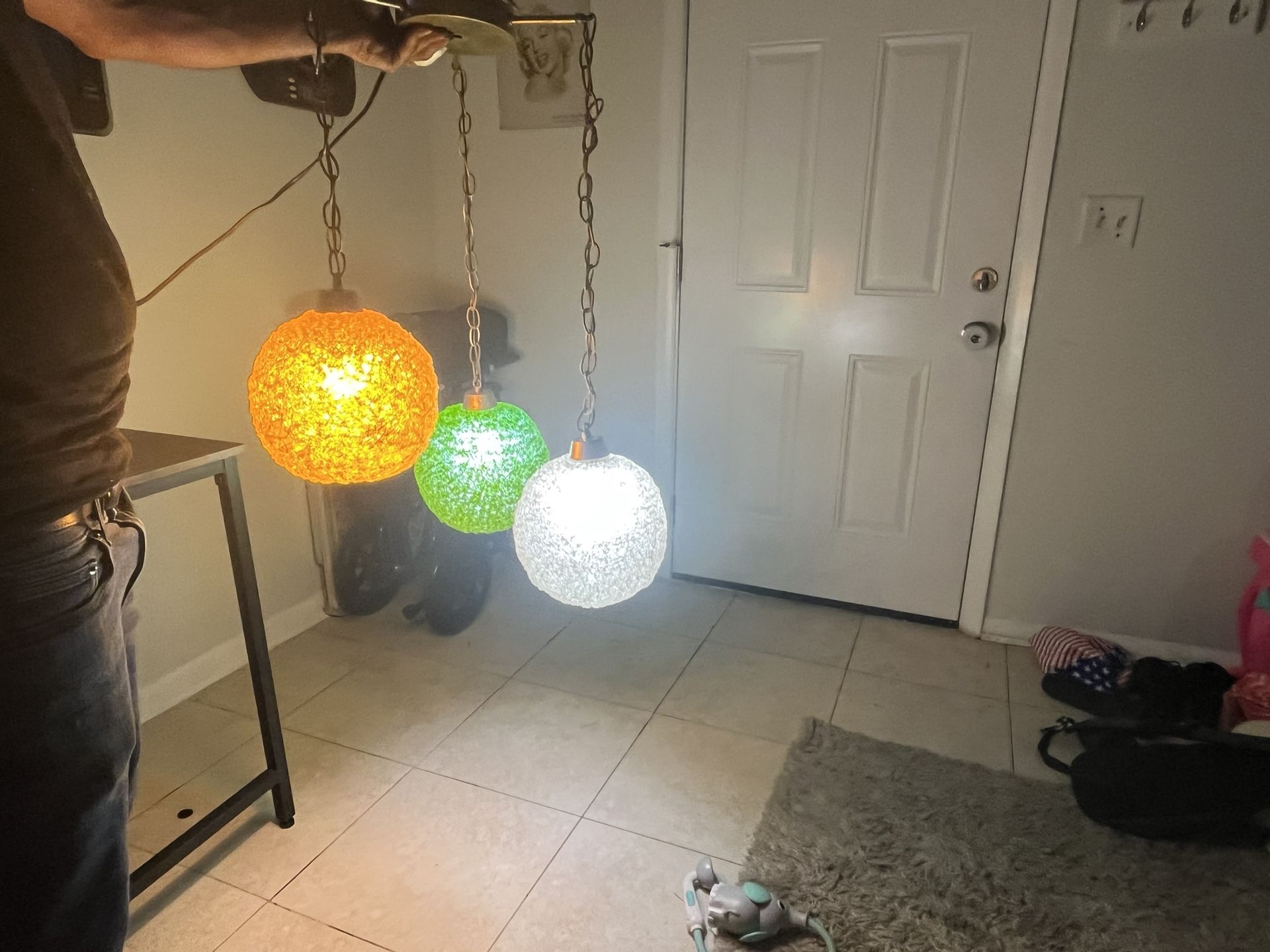 60s Vintage Spaghetti Ball Lucite Light Fixtures 