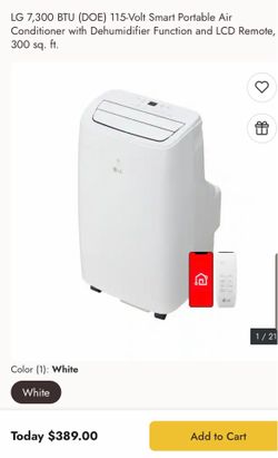 LG 7,300 BTU Smart Portable Air Conditioner with Dehumidifier Function and LCD remote