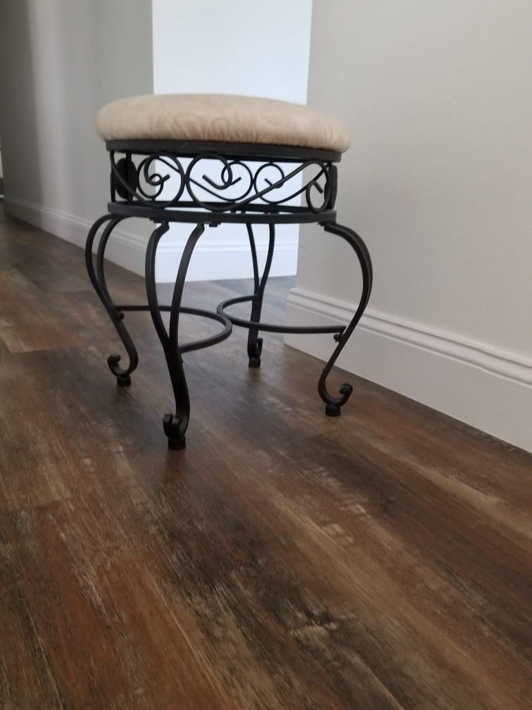 Vintage Iron Vanity Stool Ottoman 