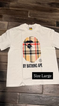 BAPE White T-Shirt Plaid - Size L - New