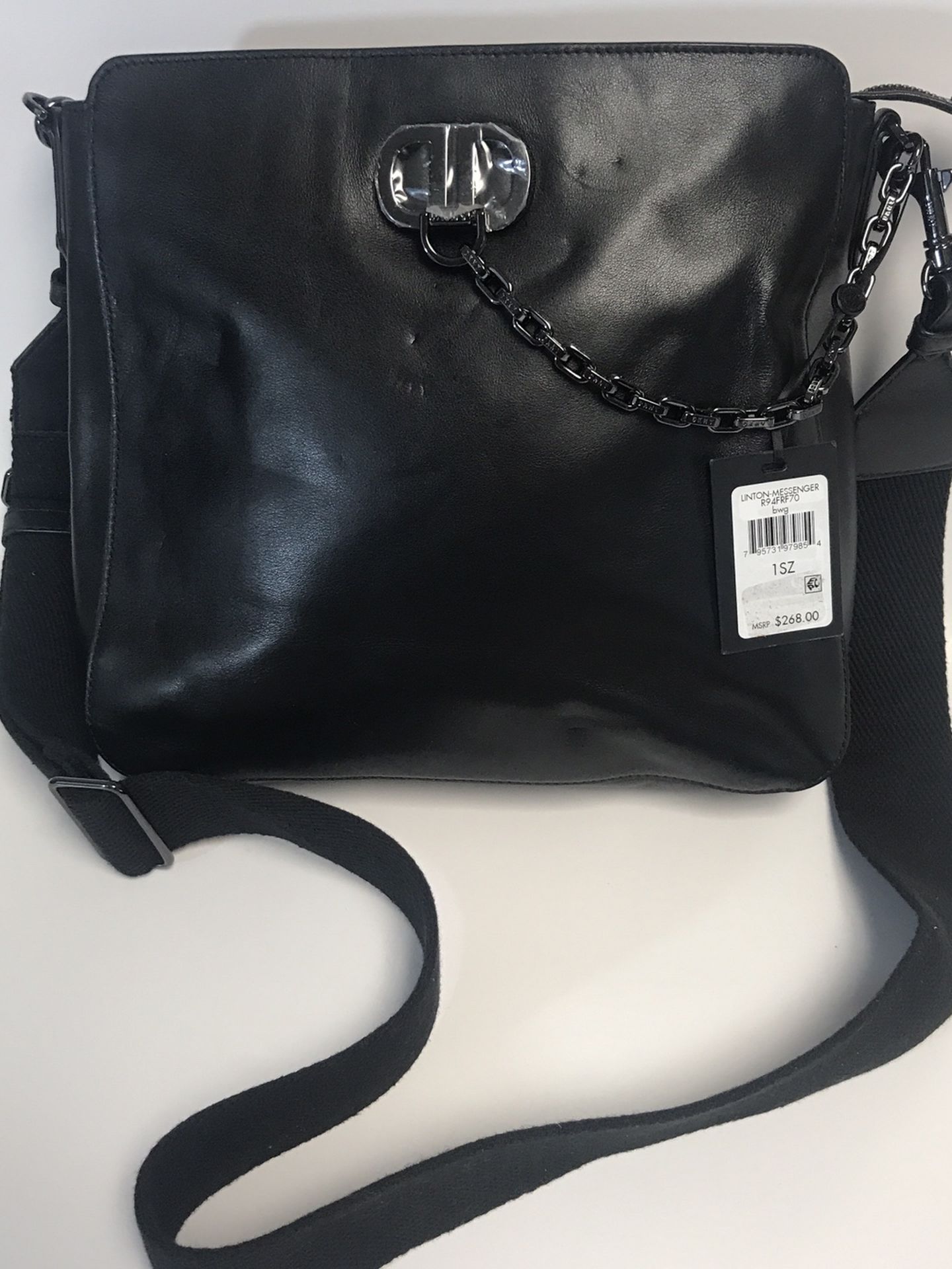 DKNY Linton Black Leather Messenger Bag