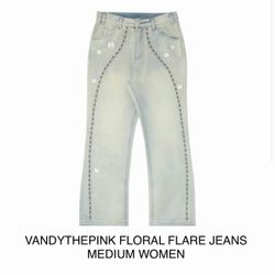 Vandythepink floral flare jeans medium new