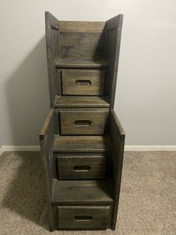 Real Solid Wood Bunk Bed Staircase with Storage Drawers