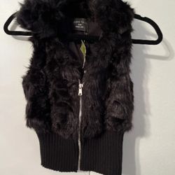 New Black Faux Fur Vest