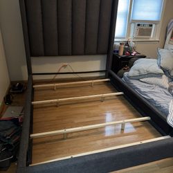Elegant Queen Size Upholstered Bed Frame 