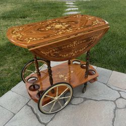 Vintage Italian Inlaid Tea / Bar Cart