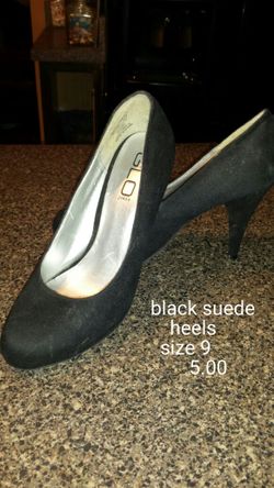 Black suede heels