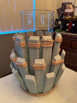 Coastal Decorative Wood Stake Hurricane Vase / Centerpiece