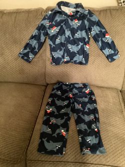Boy’s 2-Piece Shark Christmas Pajamas- Size 4T