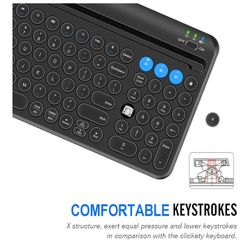 Arteck Wireless Bluetooth Keyboard for Windows, iOS, Android, Computer, Laptop, Smartphone - Multi-Functional with Built-in Cradle