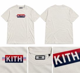 Kith White Tee Red & Navy Stripe Box Logo