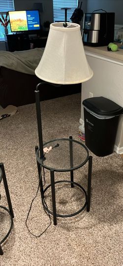 (2) side tables glass with lamps
