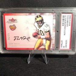 Graded TOM BRADY 2000 Fleer *ROOKIE * Autographics #'d facsimile autograph RP* football card