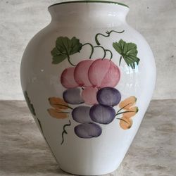 Hand-Painted Ceramic Vase with Grape Motif