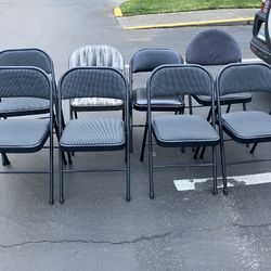 8 Metal Folding Chairs W/Cushion. Still In Good Condition And Useable(See & Click On Pictures)