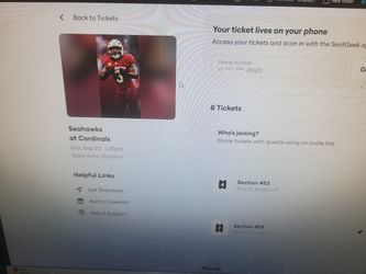 Arizona Cardinals Vs Seattle Seahawks Sun Sept 20th