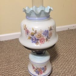 Parlor table lamp (pale Blue with Flowers)
