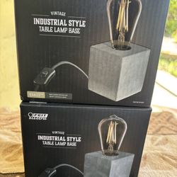 Feit Electric 3.5" inch Industrial Cube Cement Matte Gray Table Lamp Base - No Bulb Included