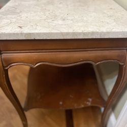 Hollywood Regency Style Marble Top End Table 