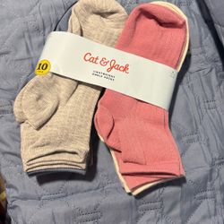 Cat & Jack Pack Of 10 Socks Size Large 3-10 Shoe Size 