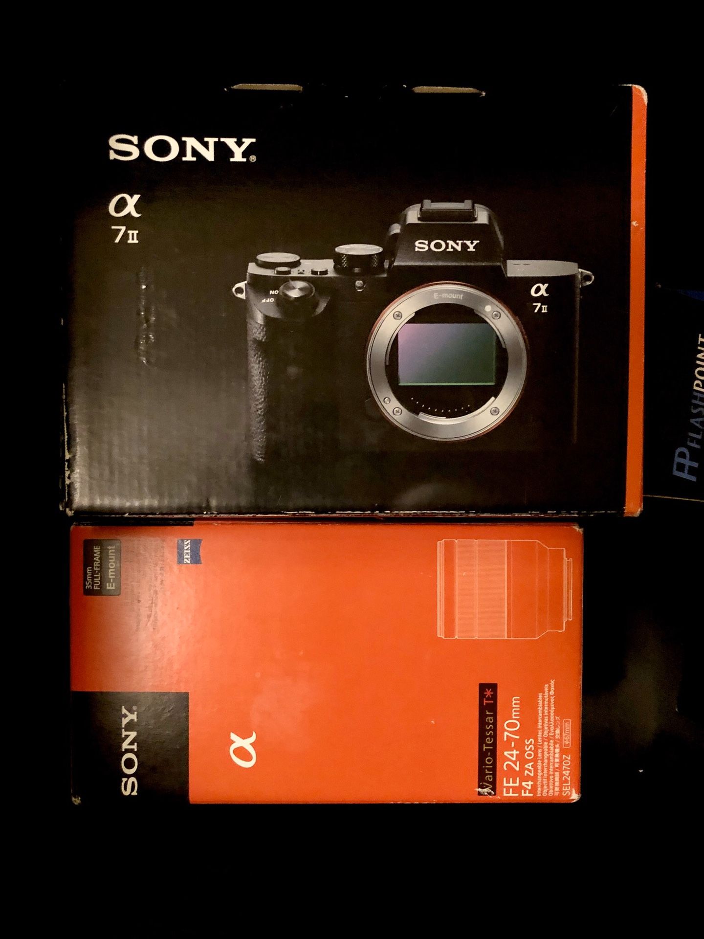 Sony A7ii digital camera DSLR + 24-70 lens + flashpoint flash + sigma mc-11