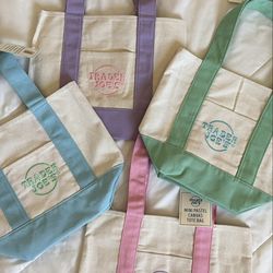 Trader Joe’s mini pastel canvas tote bags