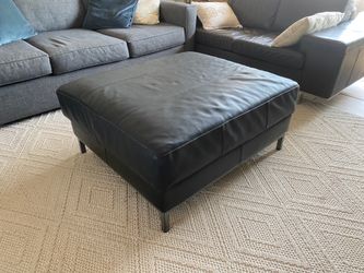 Black Leather Ottoman