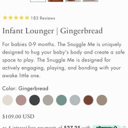 Snuggle Me Organic Pillow Baby New Born