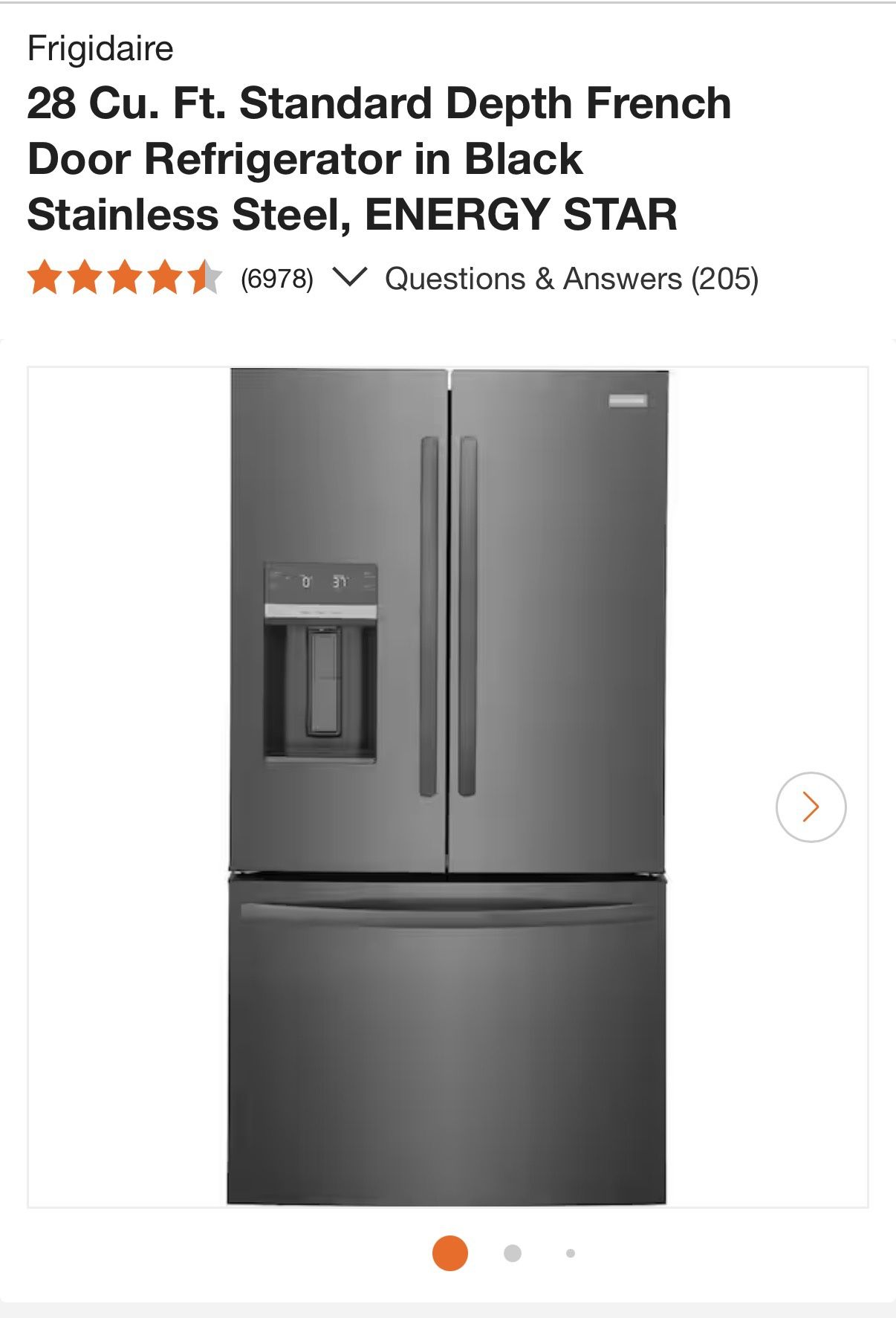 28 Cu. Ft. Standard Depth French Door Refrigerator in Black Stainless Steel, ENERGY STAR