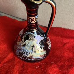 5.5 Inch 24k Black & Gold Handmade In Greece Greek Ceramic Vase Imported From Greece (2 available) 