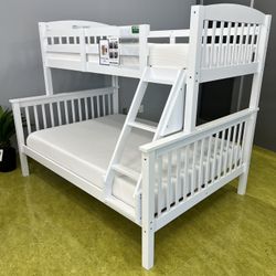New Full / Twin Wooden Bunkbed With Both Nice Mattresses Included  👈🏼 