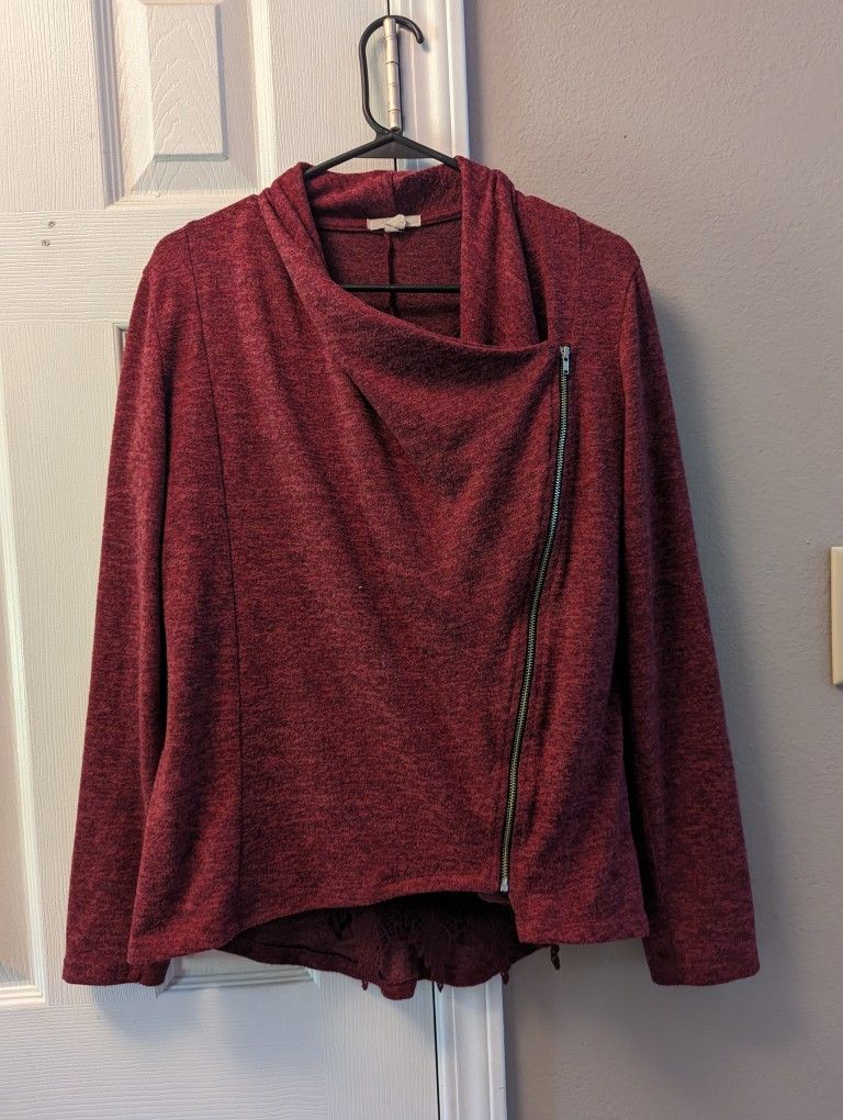 Maurices Women's Red Moto Cardigan Full-Zip 