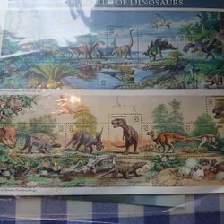 World Of Dinosaurs Stamp Sheet And Endangered Species