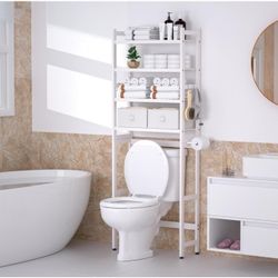 Bamboo Over-Toilet Storage Rack – 4-Tier w/ Baskets C20