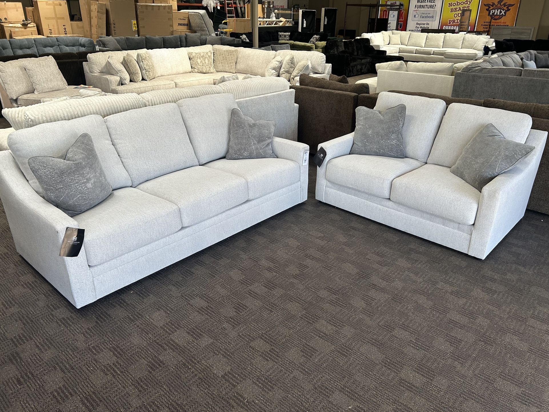 Light Gray Modern Sofa Set 