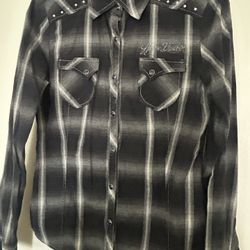 Harley Davidson Women Western Plaid  Shirt 