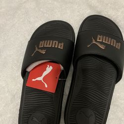 Puma Women's  Slides/ Color Black-Rose Gold