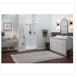 ☀️#2169 (Damaged )Delta Classic 500 36 in. L x 36 in. W Alcove Shower Pan Base with Center Drain 