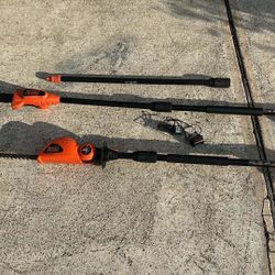 Cordless Headgear Trimmer And Mini Chainsaw 2 In 1 Cordless Pole Both $90 The Mini Chainsaw Needs To Change The Chain