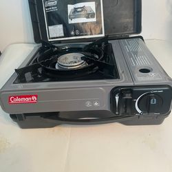 Coleman Tabletop Portable Butane Gas Camping Stove, 1 Burner - Gray With Case