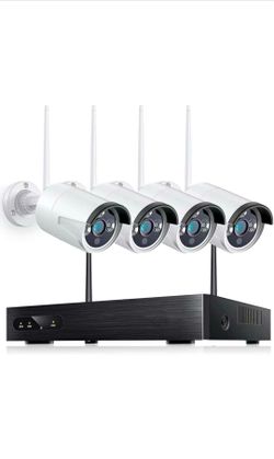 Wireless Security Camera System, 3MP 8CH NVR 4Pcs Home WiFi Security Camera Outdoor with Night Vision, Waterproof, Human Detection, One-Way Audio, Rem