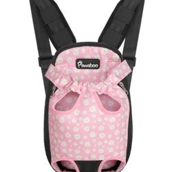 Pawaboo Black/Pink Daisy Print Pet Carrier Backpack Size Small