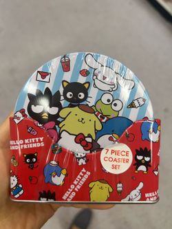NWT Licensed Hello Kitty and friends Coaster 6pc Set with holder