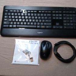 LOGITECH  WIRELESS ILLUMINATED KEYBOARD AND MOUSE W DONGLE AND CHARGER CABLE