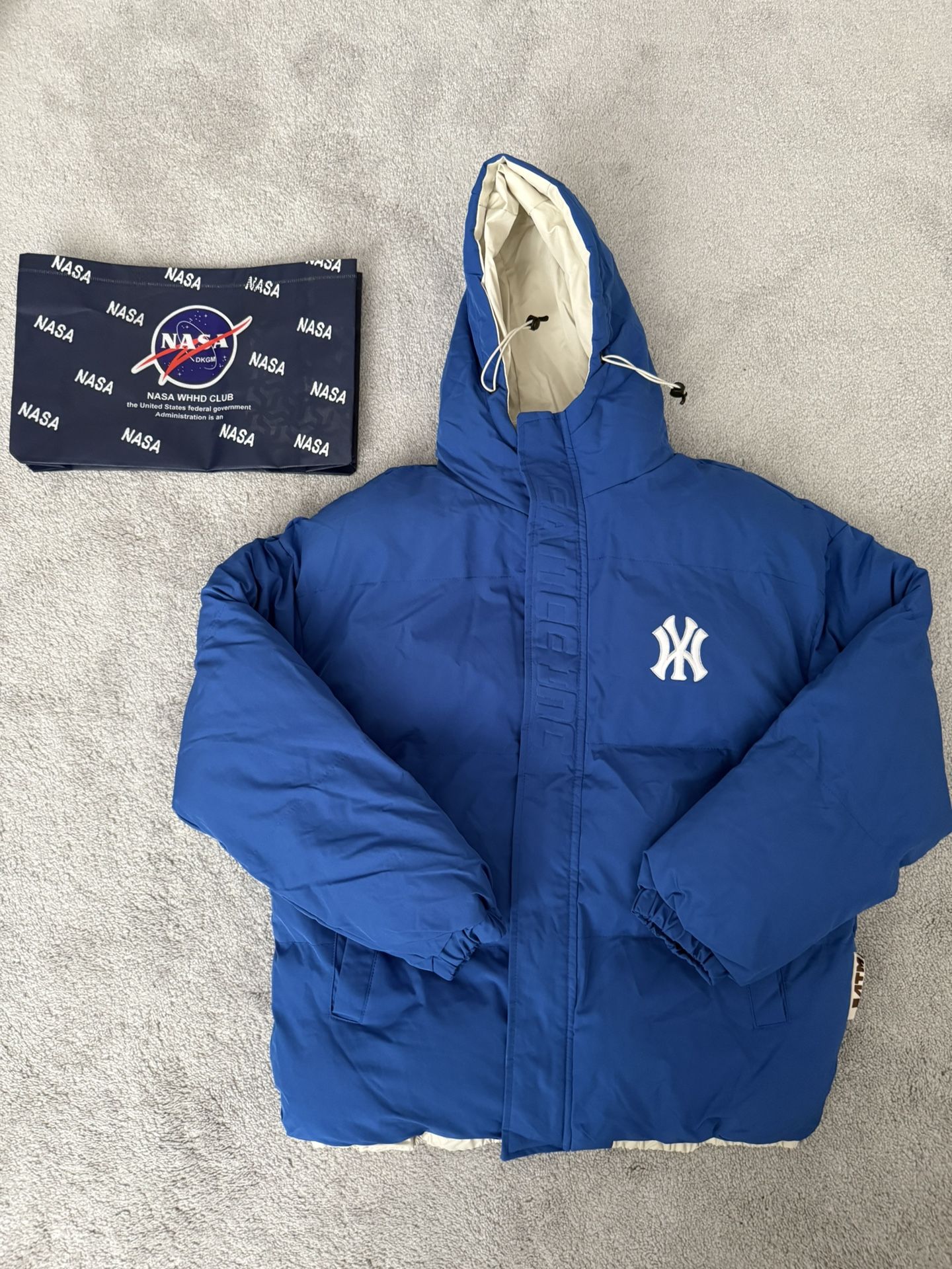 New York X Nasa Puffer Jacket Men’s Medium Retro Blue NY New