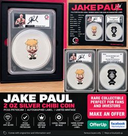 Ultra Rare- 2oz 999 Silver Jake Paul Autographed. PCGS